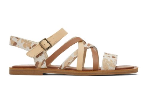 Beige Abstract Cow Women's Toms Sephina Sandal Sandals Ireland | IE999-152