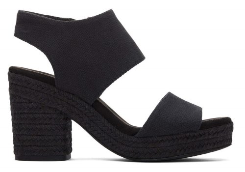 Black Basket Weave Women's Toms Majorca Rope Platform Sandal Sandals Ireland | IE928-360