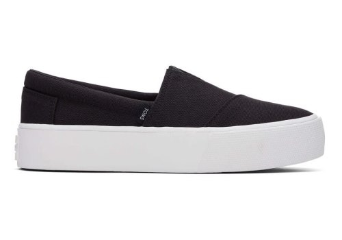 Black Canvas Women's Toms Fenix Platform Slip On Ireland | IE104-434