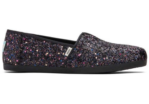 Black Glitter Women's Toms Alpargata Glitter Alpargatas Ireland | IE754-645