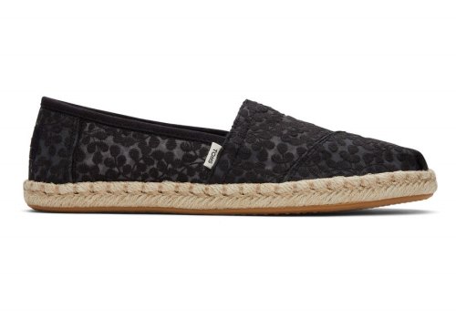 Black Lace Women's Toms Alpargata Rope Espadrille Espadrilles Ireland | IE948-712