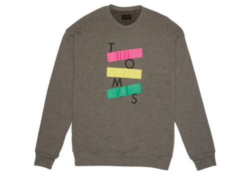 Dark Heather Grey Women's Toms Stacked Logo Crew Fleece Fleece Ireland | IE661-619