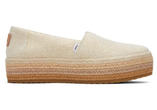 Dark Natural Metallic Linen Women's Toms Valencia Platform Espadrille Espadrilles Ireland | IE456-112