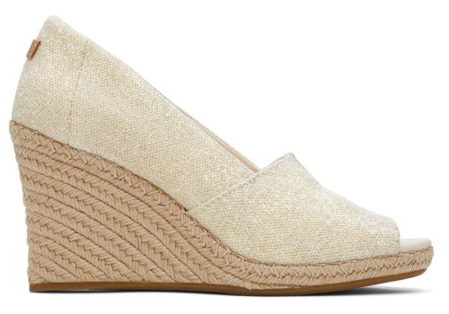 Dark Natural Metallic Linen Women's Toms Michelle Wedge Heel Heels Ireland | IE493-865