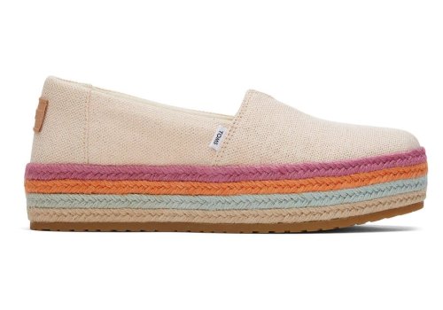 Dusty Peach Metallic Linen Women's Toms Valencia Platform Espadrille Espadrilles Ireland | IE582-337