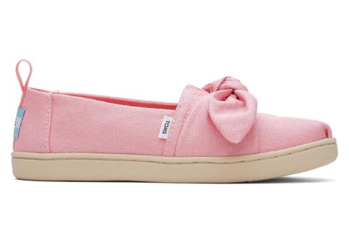 Glimmer Pink Bow Kids' Toms Youth Alpargata Twill Glimmer Bow Alpargatas Ireland | IE387-109