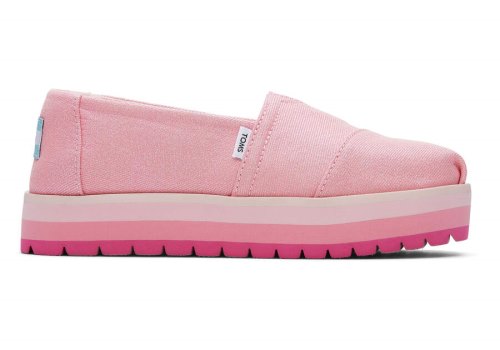 Glimmer Pink Kids' Toms Youth Alp Platform Twill Glimmer Alpargatas Ireland | IE120-817