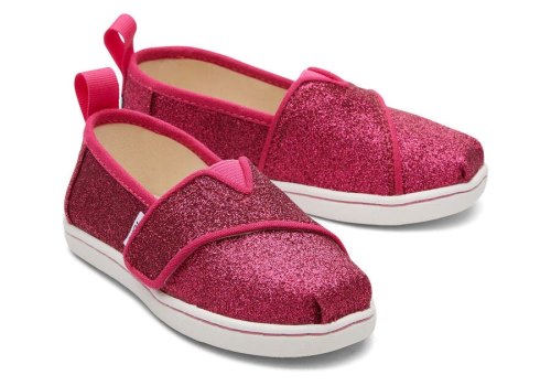 Glitter Dark Pink Kids' Toms Tiny Alpargata Glitter Alpargatas Ireland | IE128-187