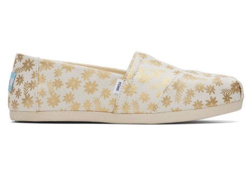 Gold Foil Women's Toms Alpargata Floral Blooms Alpargatas Ireland | IE400-351