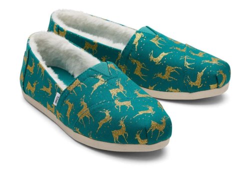 Green Women's Toms Alpargata Glitter Reindeer Alpargatas Ireland | IE424-488