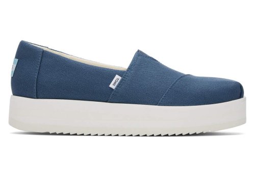 Majolica Blue Women's Toms Alpargata Midform Espadrille Platform Shoes Ireland | IE503-120