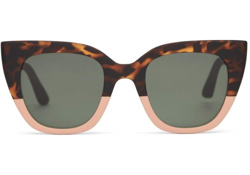 Matte Blonde Tortoise - Glass Bottle Green Women's Toms Sydney Sunglasses Ireland | IE009-685