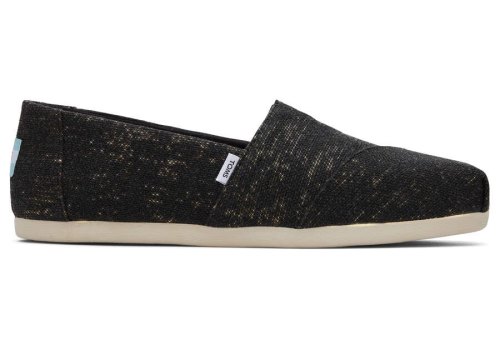 Metallic Black Women's Toms Alpargata Metallic Linen Alpargatas Ireland | IE864-559