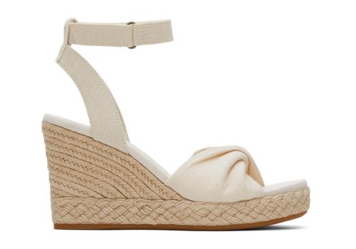 Natural Slubby Woven Women's Toms Marisela Wedge Sandal Sandals Ireland | IE985-763