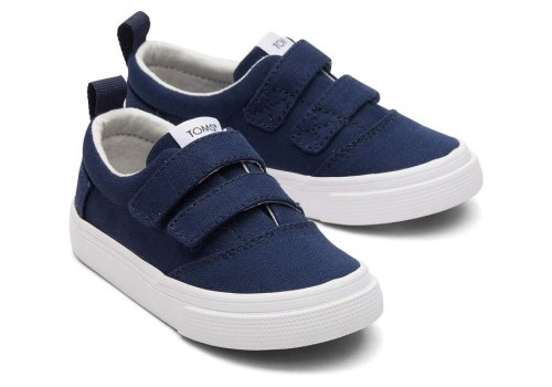 Navy Kids' Toms Tiny Fenix Double Strap Canvas Sneakers Ireland | IE423-134