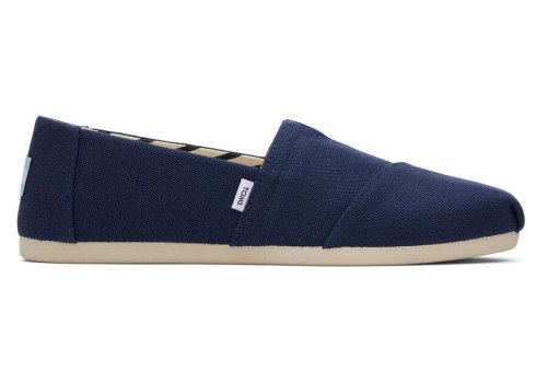 Navy Wide Women's Toms Alpargata Recycled Cotton Wide Width Alpargatas Ireland | IE878-444