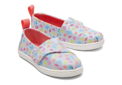 Pastel Blue Glimmer Kids' Toms Tiny Alpargata Glimmer Charms Alpargatas Ireland | IE170-874