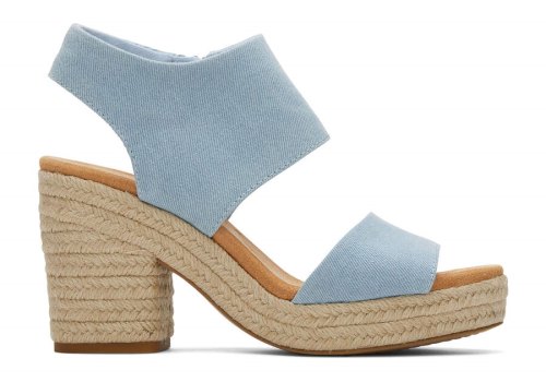 Pastel Blue Washed Denim Women's Toms Majorca Rope Platform Sandal Sandals Ireland | IE534-427