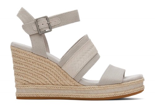 Pebble Grey Canvas Women's Toms Madelyn Wedge Sandal Sandals Ireland | IE777-201