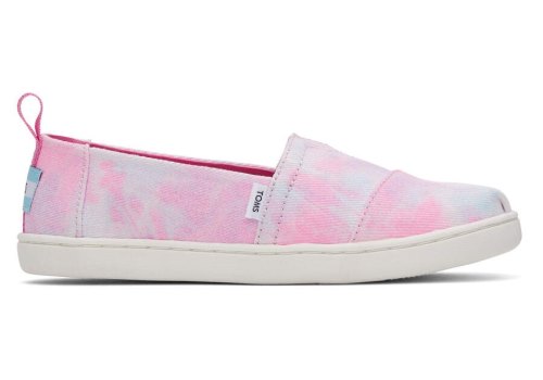 Pink Tie Dye Kids' Toms Youth Alpargata Multi Tie Dye Twill Alpargatas Ireland | IE187-342