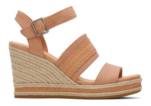 Sandy Beige Canvas Women's Toms Madelyn Wedge Sandal Sandals Ireland | IE279-211