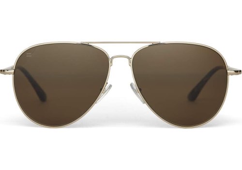 Shiny Gold - Solid Brown Poplar Men's Toms Hudson Sunglasses Ireland | IE927-543