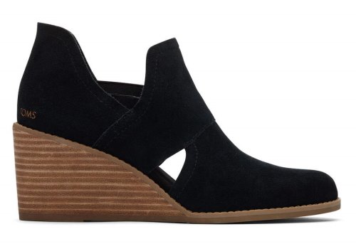 Suede Black Women's Toms Kallie Wedge Cutout Booties Ireland | IE740-544