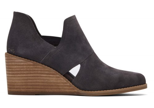 Suede Grey Women's Toms Kallie Wedge Cutout Booties Ireland | IE821-976