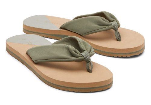 Vetiver Grey Repreve Jersey Women's Toms Piper Flip Flop Sandals Ireland | IE429-287