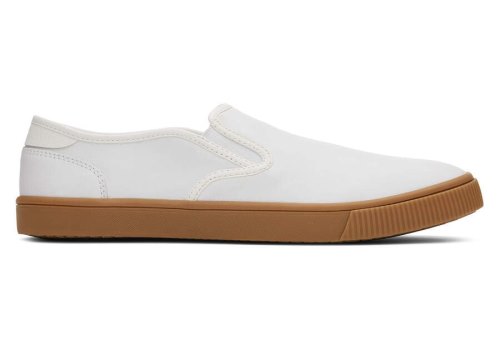 White Leather Men's Toms Baja Slip On Sneakers Ireland | IE163-851