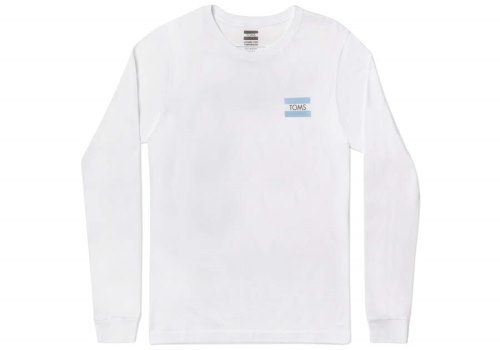 White Women's Toms Logo Long Sleeve Tee T Shirts Ireland | IE842-540