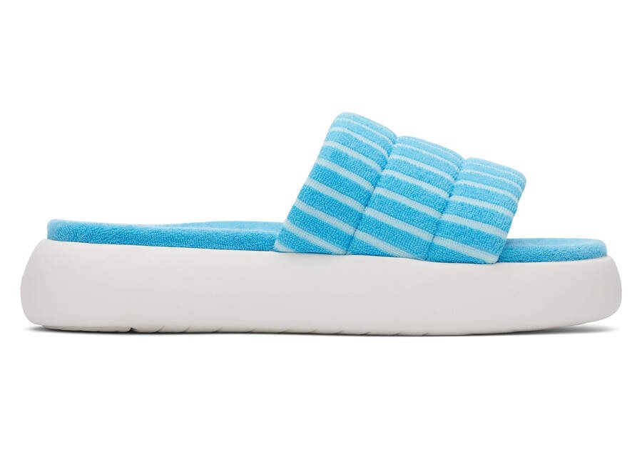 Aquamarine Striped Terry Women\'s Toms Mallow Slide Terry Sandals Ireland | IE297-122