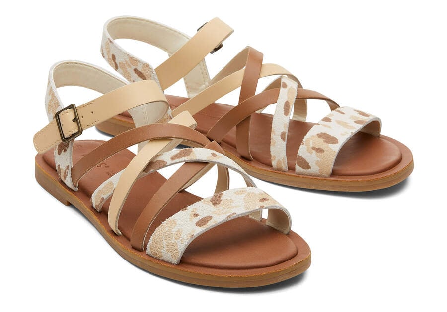 Beige Abstract Cow Women's Toms Sephina Sandal Sandals Ireland | IE999-152