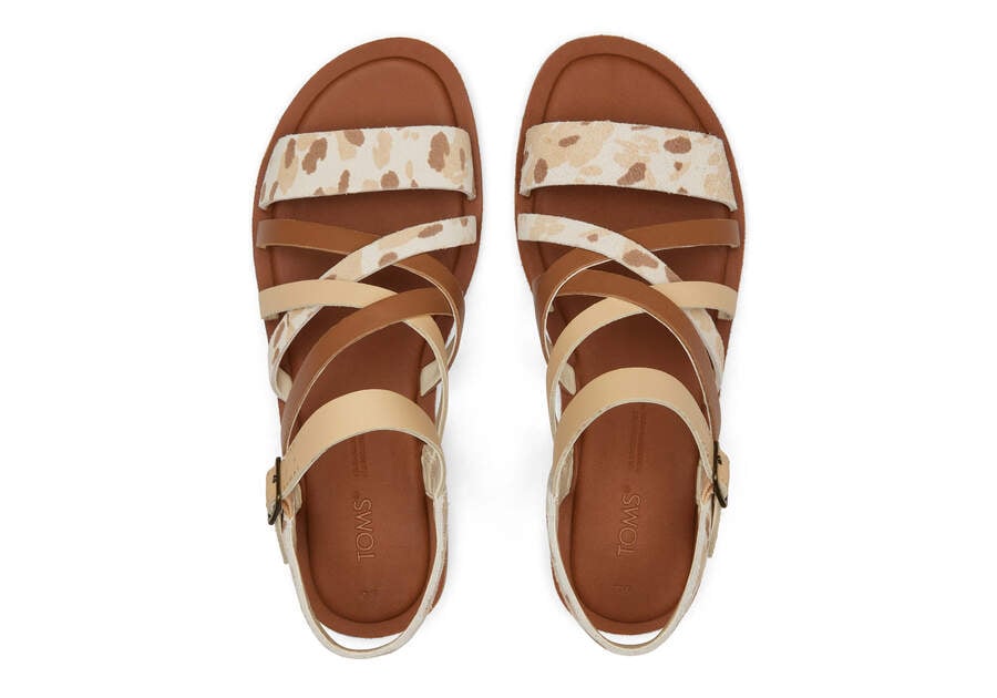 Beige Abstract Cow Women's Toms Sephina Sandal Sandals Ireland | IE999-152