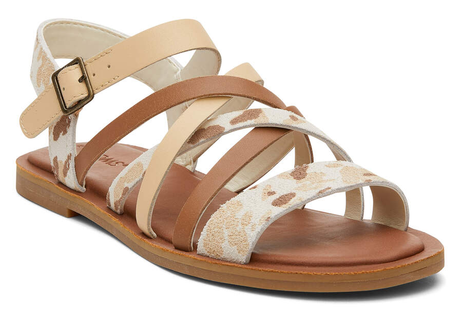 Beige Abstract Cow Women's Toms Sephina Sandal Sandals Ireland | IE999-152