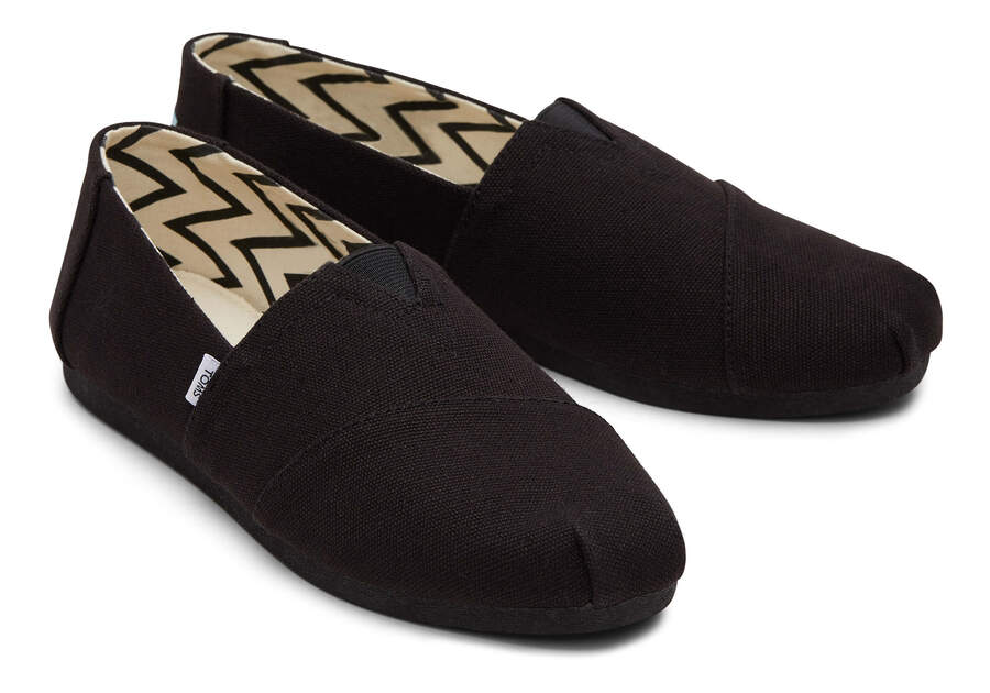 Black / Black Women's Toms Alpargata Recycled Cotton Canvas Alpargatas Ireland | IE581-762