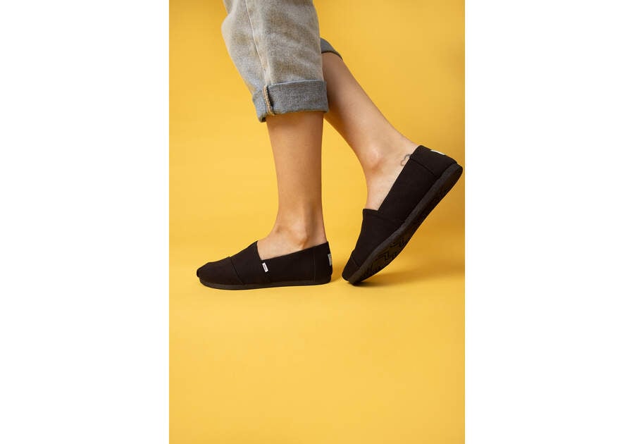 Black / Black Women's Toms Alpargata Recycled Cotton Canvas Alpargatas Ireland | IE581-762