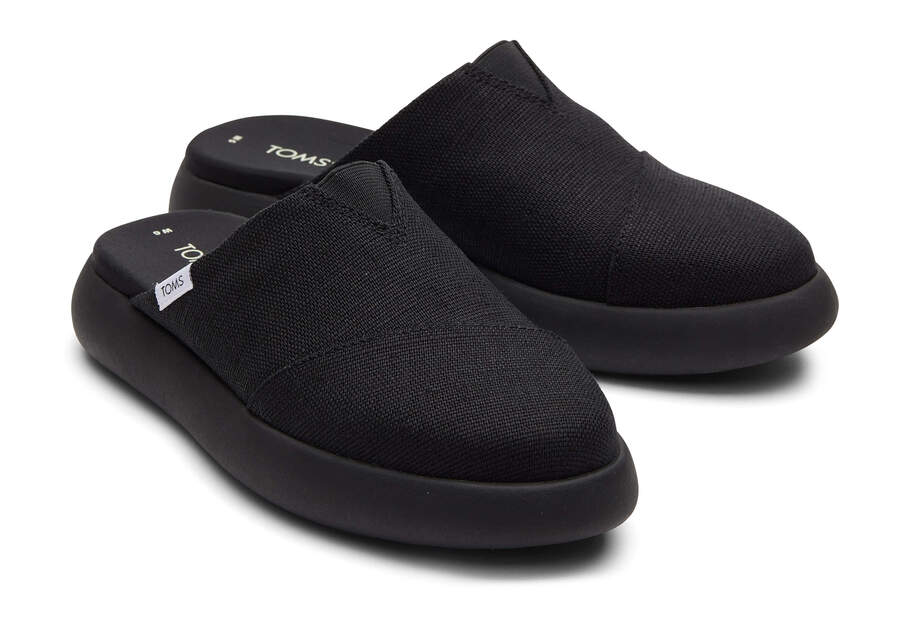 Black / Black Women's Toms Mallow Mule Heritage Canvas Mules Ireland | IE204-051