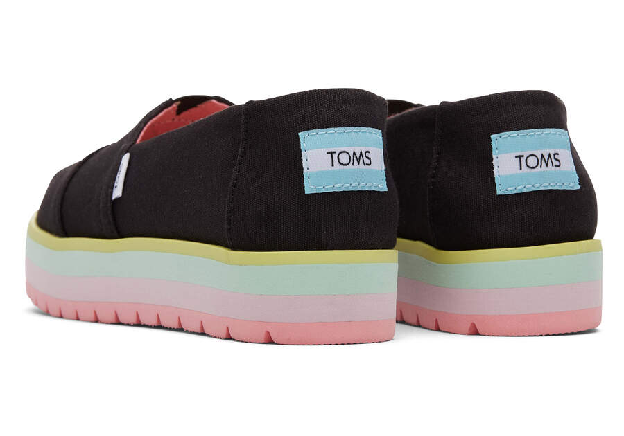 Black Canvas Kids' Toms Youth Alp Platform Canvas Alpargatas Ireland | IE278-404