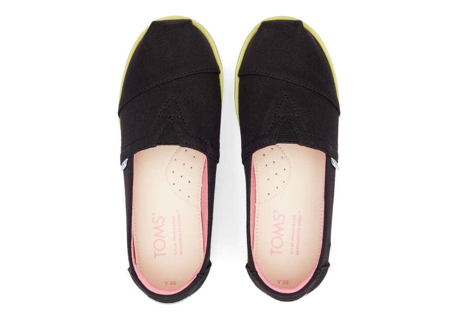 Black Canvas Kids' Toms Youth Alp Platform Canvas Alpargatas Ireland | IE278-404