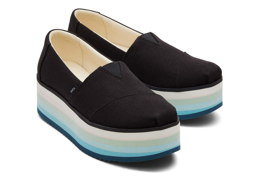 Black Canvas Women's Toms Alpargata Platform Espadrille Platform Shoes Ireland | IE553-417