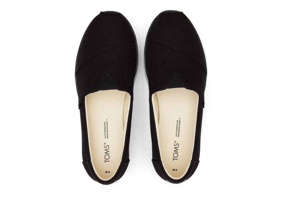 Black Canvas Women's Toms Alpargata Platform Espadrille Platform Shoes Ireland | IE553-417