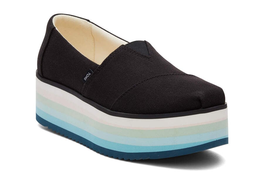 Black Canvas Women's Toms Alpargata Platform Espadrille Platform Shoes Ireland | IE553-417