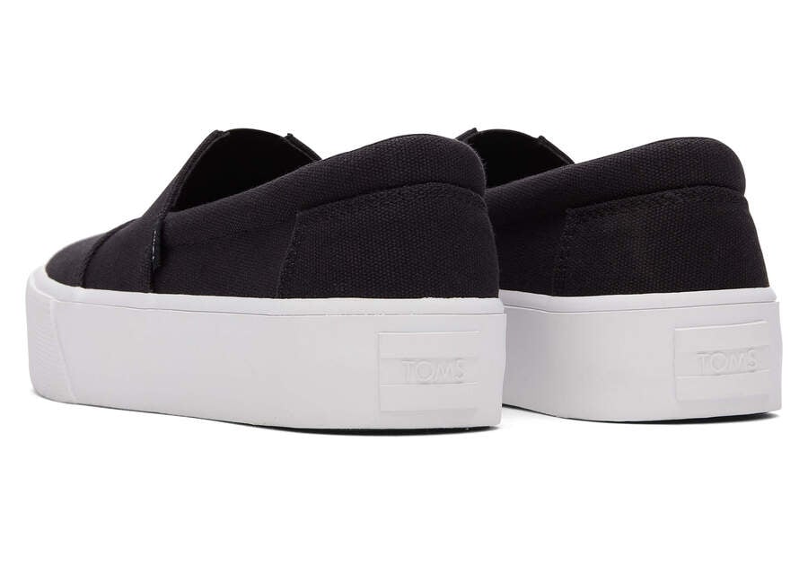 Black Canvas Women's Toms Fenix Platform Slip On Ireland | IE104-434