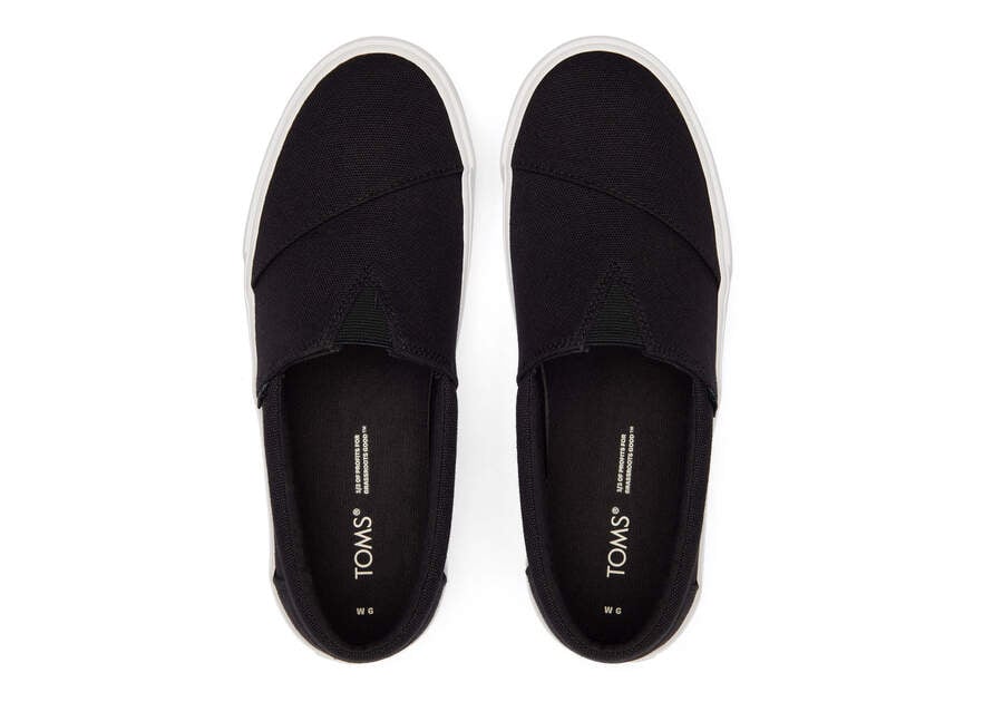 Black Canvas Women's Toms Fenix Platform Slip On Ireland | IE104-434