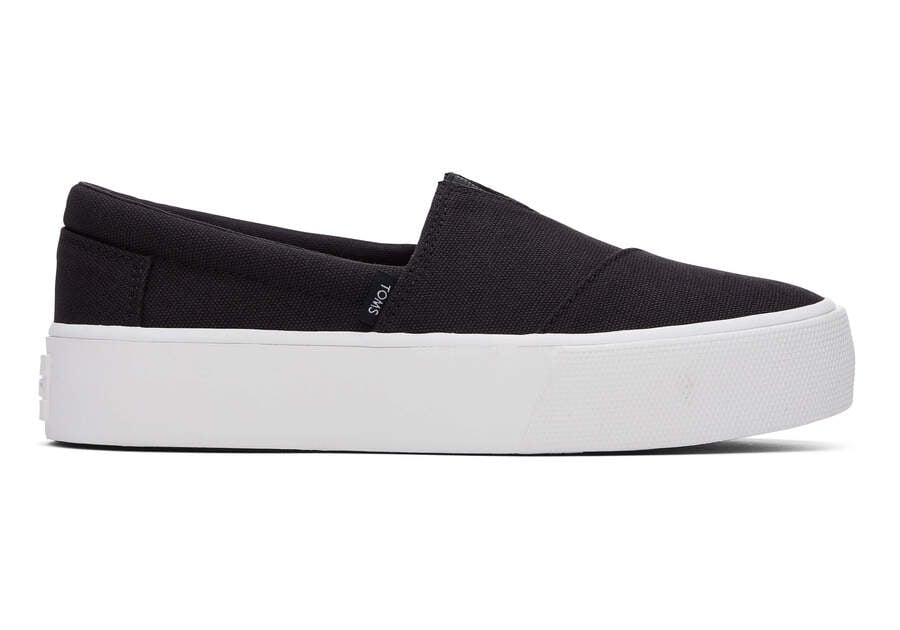 Black Canvas Women\'s Toms Fenix Platform Slip On Ireland | IE104-434