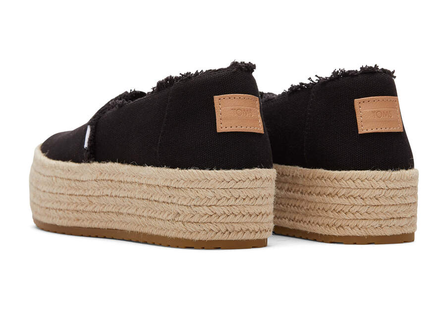 Black Canvas Women's Toms Valencia Platform Espadrille Espadrilles Ireland | IE067-766