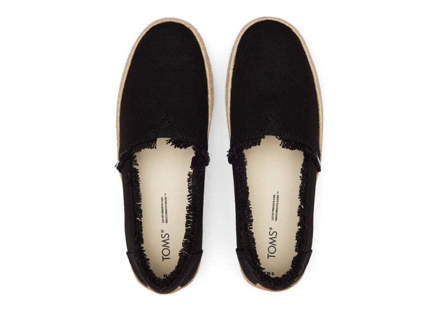 Black Canvas Women's Toms Valencia Platform Espadrille Espadrilles Ireland | IE067-766