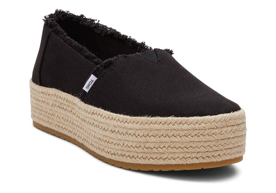 Black Canvas Women's Toms Valencia Platform Espadrille Espadrilles Ireland | IE067-766