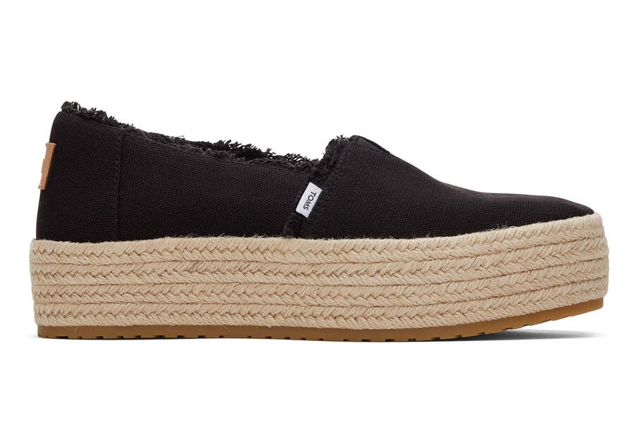 Black Canvas Women\'s Toms Valencia Platform Espadrille Espadrilles Ireland | IE067-766